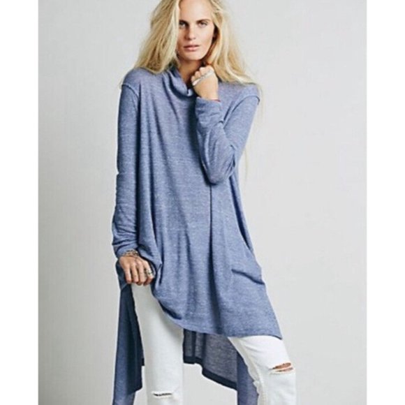 Free People Tunic Top Womens XS Lilac Wonder Woman Mock Neck Hi Low Casual - Picture 1 of 16